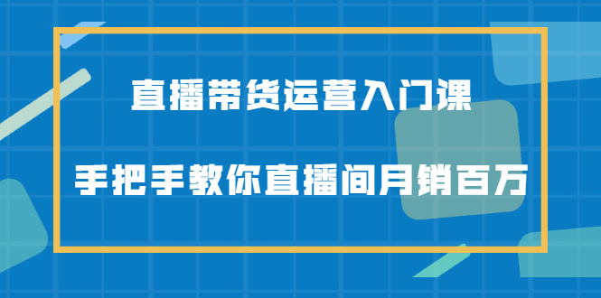 直播带货运营入门课，手把手教你直播间月销百万-搜易资源网