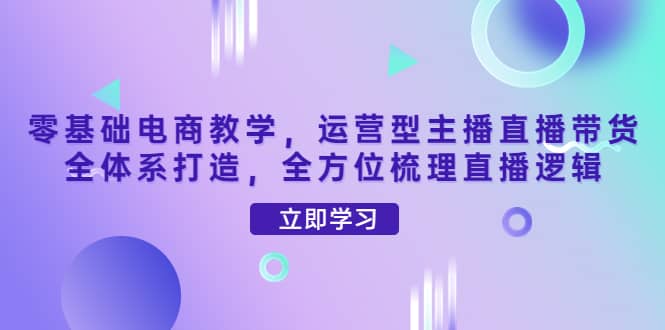 零基础电商教学，运营型主播直播带货全体系打造，全方位梳理直播逻辑-搜易资源网