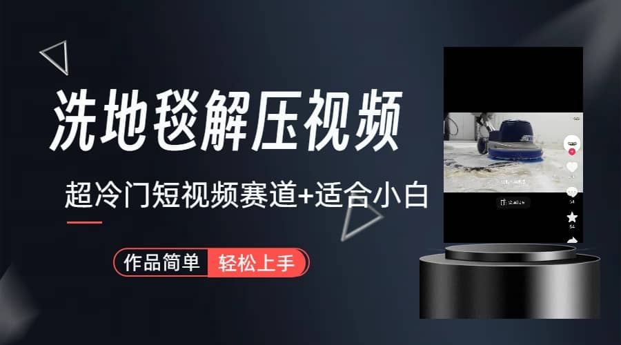 超冷门抖音短视频赛道-清洗地毯解压视频-简单无脑怼作品（教程+素材）-搜易资源网