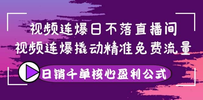 视频连爆日不落直播间，视频连爆撬动精准免费流量，日销千单核心盈利公式-搜易资源网