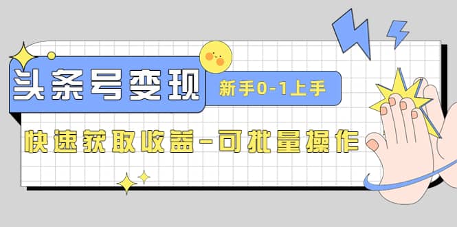 2023头条号实操变现课：新手0-1轻松上手，快速获取收益-可批量操作-搜易资源网