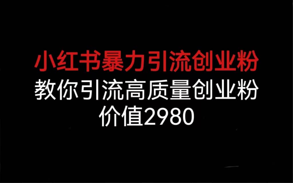 小红书暴力引流创业粉，教你引流高质量创业粉，价值2980-搜易资源网