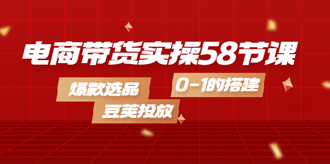 电商带货实操58节课，爆款选品，豆荚投放，0-1的搭建-搜易资源网