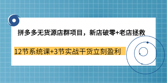拼多多无货源店群项目，新店破零+老店拯救 12节系统课+3节实战干货立刻盈利-搜易资源网