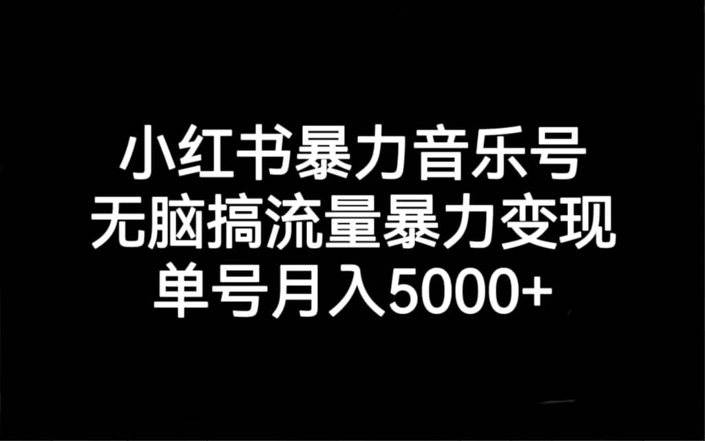小红书暴力音乐号，无脑搞流量暴力变现，单号月入5000+-搜易资源网