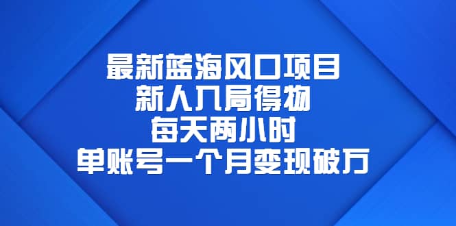 最新蓝海风口项目，新人入局得物，每天两小时，单账号一个月变现破万-搜易资源网