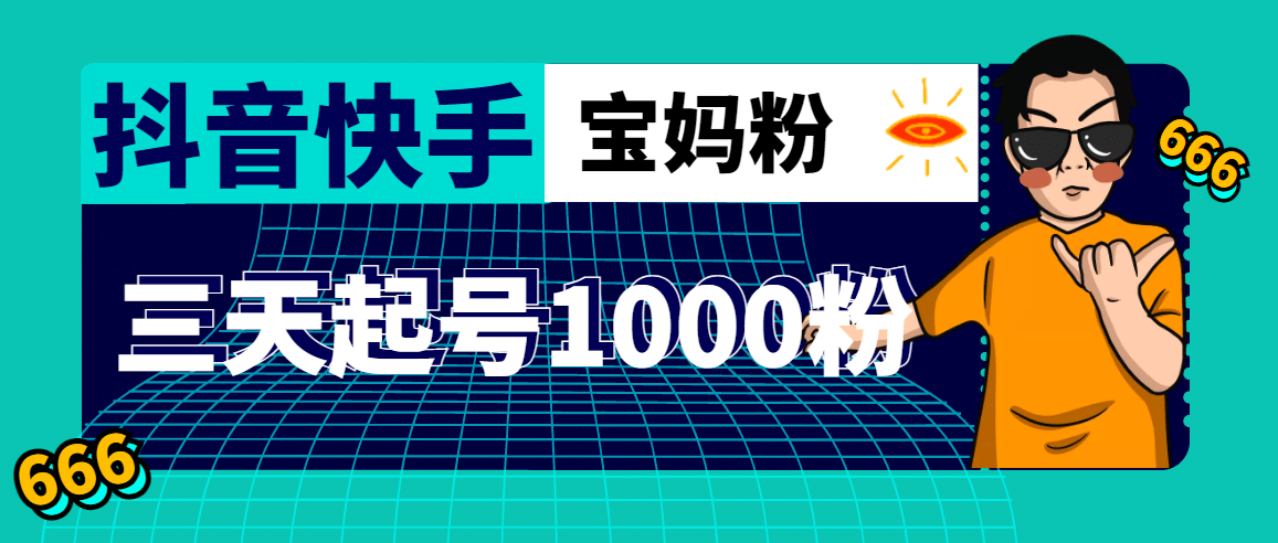 抖音快手三天起号涨粉1000宝妈粉丝的核心方法【详细玩法教程】-搜易资源网