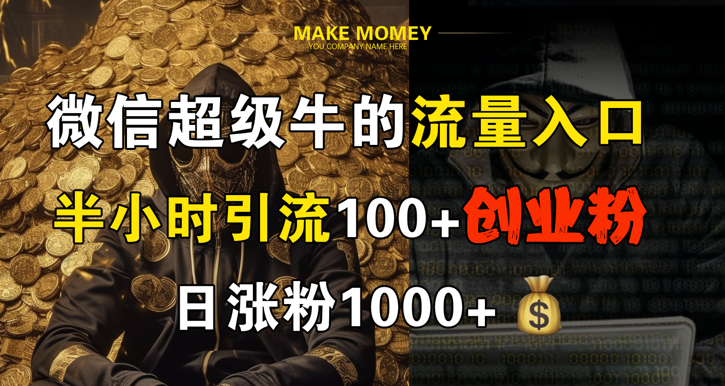 微信超级牛的流量入口，半小时引流100+创业粉，日涨粉1000+-搜易资源网