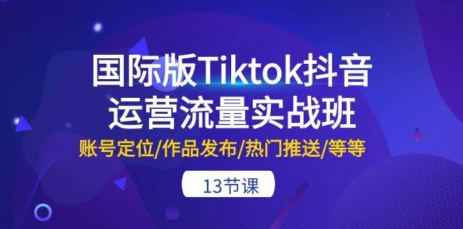 国际版Tiktok抖音运营流量实战班：账号定位/作品发布/热门推送/等等-13节-搜易资源网