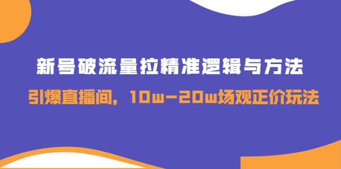 新号破流量拉精准逻辑与方法，引爆直播间，10w-20w场观正价玩法-搜易资源网
