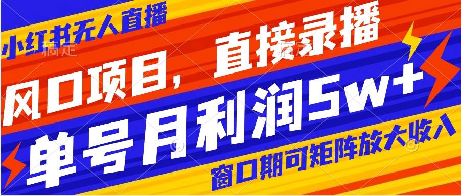 风口项目，小红书无人直播带货，直接录播，可矩阵，月入5w+-搜易资源网