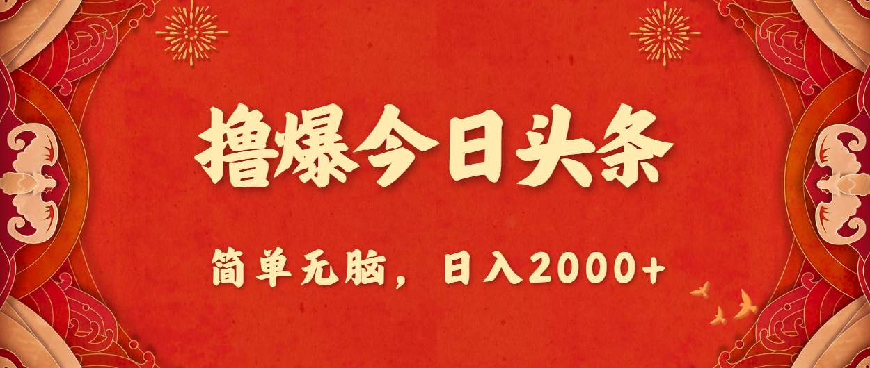 撸爆今日头条，简单无脑，日入2000+-搜易资源网
