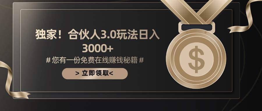 游戏合伙人3.0，日入3000+，无限扩大的蓝海项目-搜易资源网