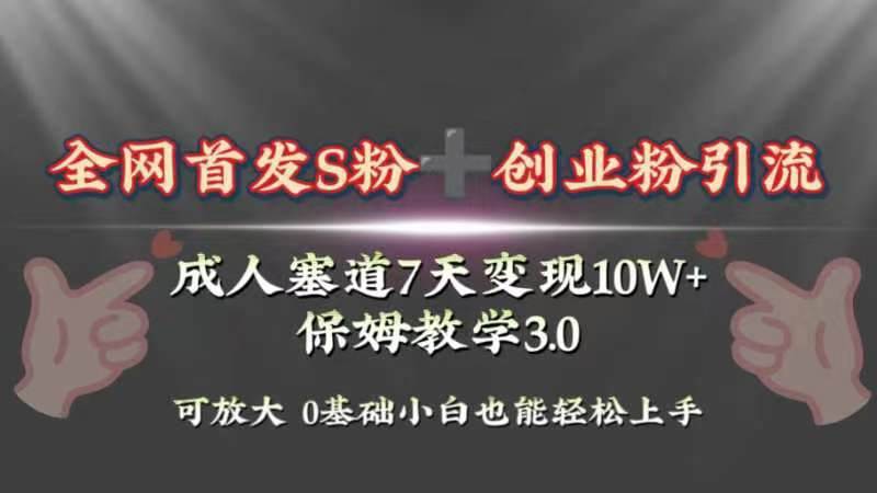 全网首发s粉加创业粉引流变现，成人用品赛道7天变现10w+保姆教学3.0-搜易资源网
