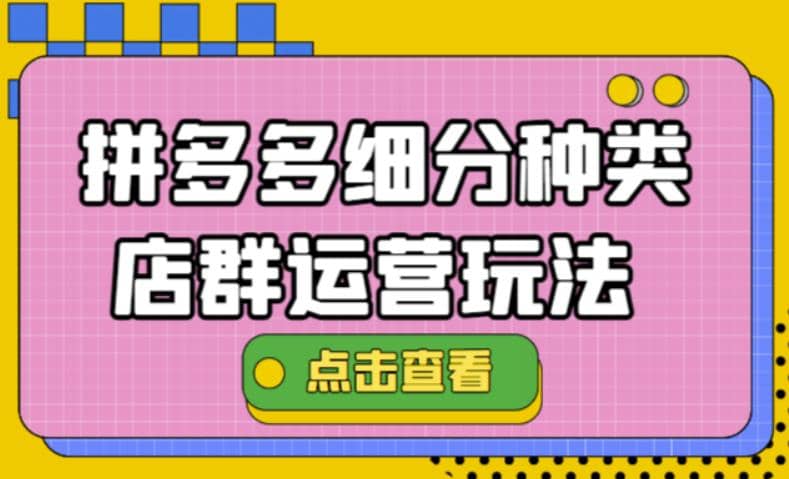 拼多多细分种类店群运营玩法3.0，11月最新玩法，小白也可以操作-搜易资源网
