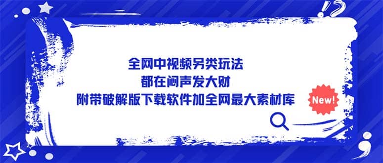 全网中视频另类玩法，都在闷声发大财，附带下载软件加全网最大素材库-搜易资源网