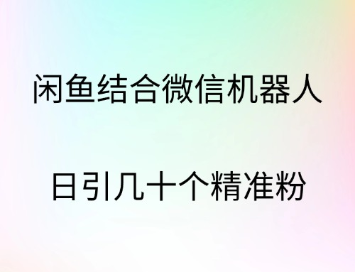 闲鱼结合微信机器人，日引几十个精准粉-搜易资源网