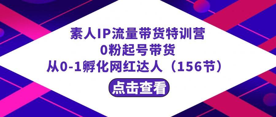 繁星·计划素人IP流量带货特训营：0粉起号带货 从0-1孵化网红达人（156节）-搜易资源网