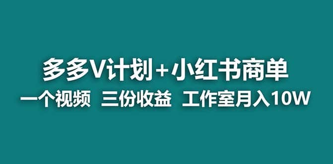 【蓝海项目】多多v计划+小红书商单 一个视频三份收益 工作室月入10w打法-搜易资源网