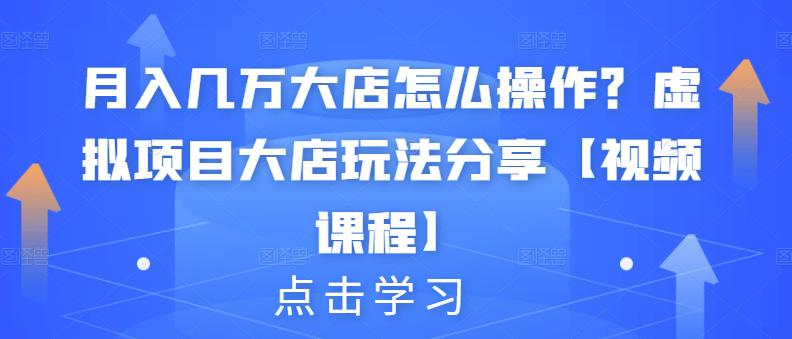 月入几万大店怎么操作？虚拟项目大店玩法分享【视频课程】-搜易资源网