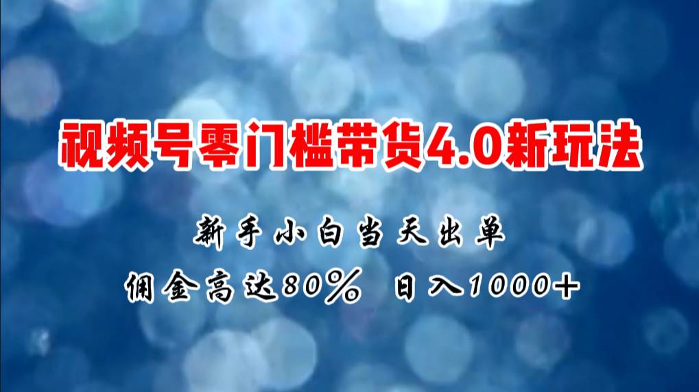 微信视频号零门槛带货4.0新玩法，新手小白当天见收益，日入1000+-搜易资源网