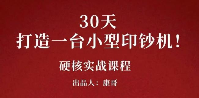 康哥30天打造一台小型印钞机：躺赚30万的项目完整复盘（视频教程）-搜易资源网