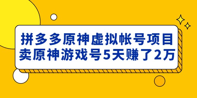 外面卖2980的拼多多原神虚拟帐号项目-搜易资源网