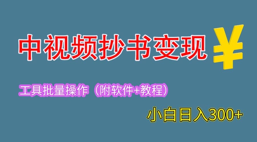 2023中视频抄书变现（附工具+教程），一天300+，特别适合新手操作的副业-搜易资源网