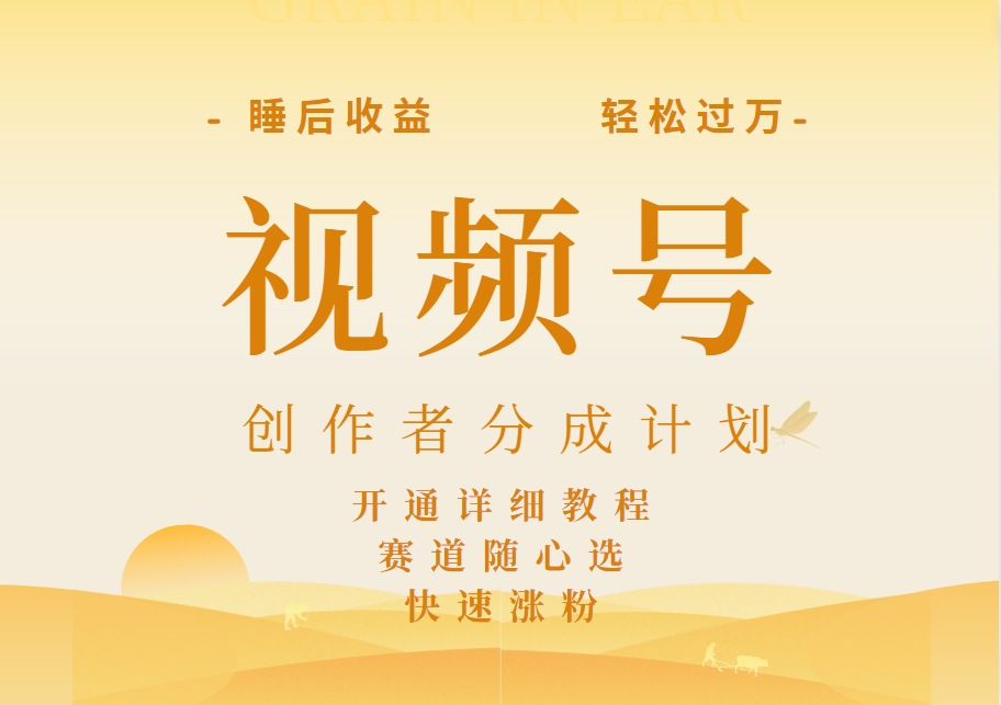 详解视频号创作者分成计划，暴力起号，可同步多平台，实现睡后收入2W+，看懂即可操作！-搜易资源网