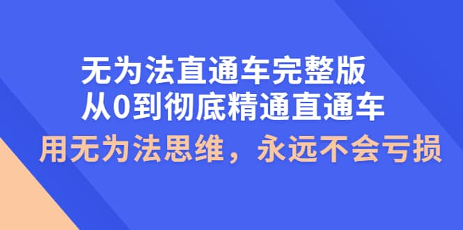 无为法直通车完整版：从0到彻底精通直通车，用无为法思维，永远不会亏损-搜易资源网