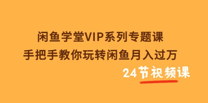 闲鱼学堂VIP系列专题课：手把手教你玩转闲鱼月入过万（共24节视频课）-搜易资源网