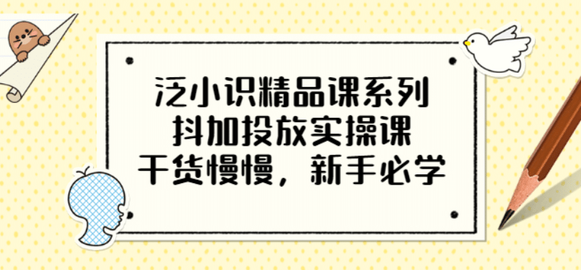 泛小识精品课系列：抖加投放实操课，干货慢慢，新手必学（12节视频课）-搜易资源网