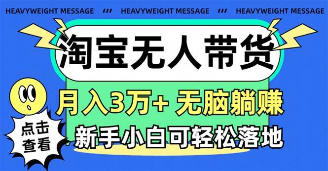 淘宝无人带货3.0高收益玩法，月入3万+，无脑躺赚，新手小白可落地实操-搜易资源网
