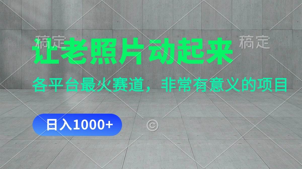 让老照片动起来，一天变现1000+，各平台最火赛道，看完就会-搜易资源网