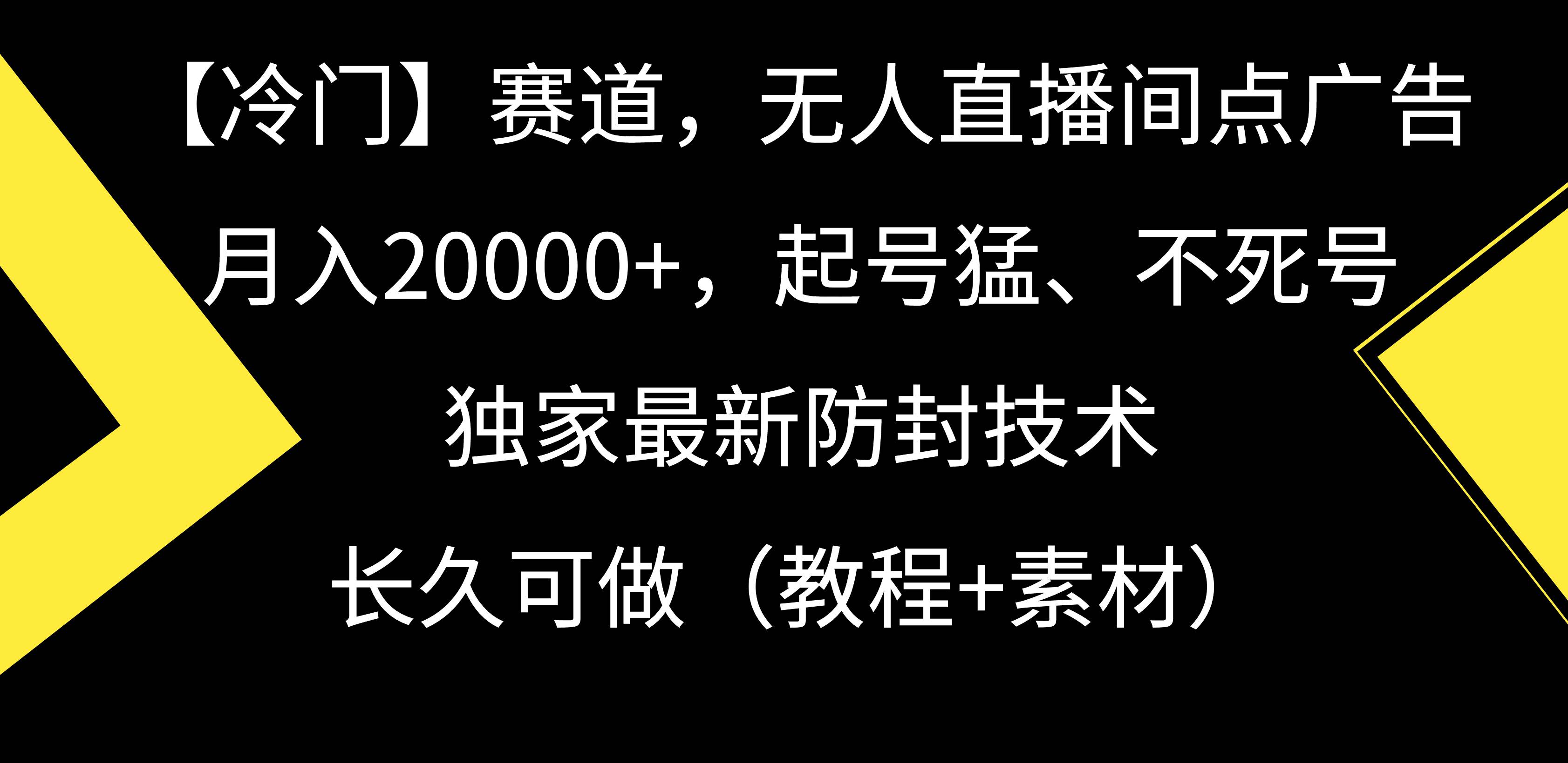 【冷门】赛道，无人直播间点广告，月入20000+，起号猛、不死号，独家最…-搜易资源网