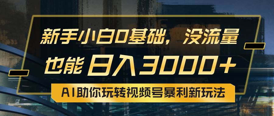 小白0基础，没流量也能日入3000+：AI助你玩转视频号暴利新玩法-搜易资源网