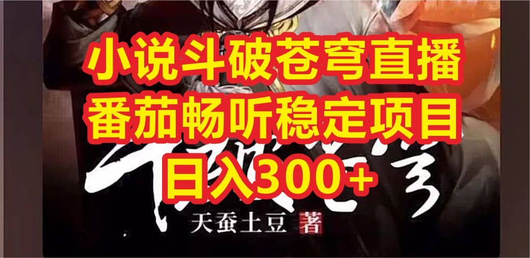 小说斗破苍穹直播，番茄畅听日入300+稳定项目-搜易资源网