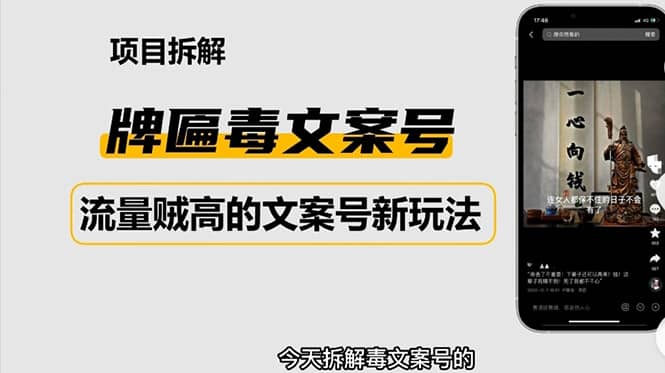 2023抖音快手毒文案新玩法，牌匾文案号，起号快易变现-搜易资源网