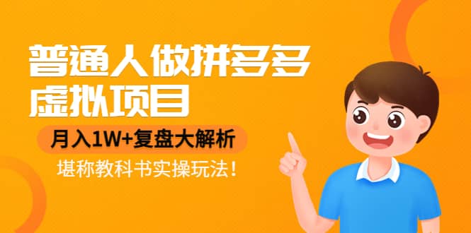 普通人做拼多多虚拟项目，复盘大解析，堪称教科书实操玩法-搜易资源网