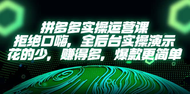 拼多多实操运营课：拒绝口嗨，全后台实操演示，花的少，赚得多，爆款更简单-搜易资源网