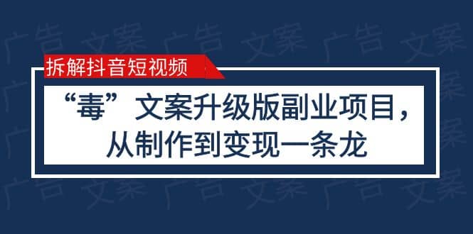 拆解抖音短视频：“毒”文案升级版副业项目，从制作到变现（教程+素材）-搜易资源网