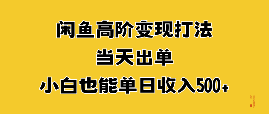 闲鱼高阶变现打法，当天出单，小白也能单日收入500+-搜易资源网