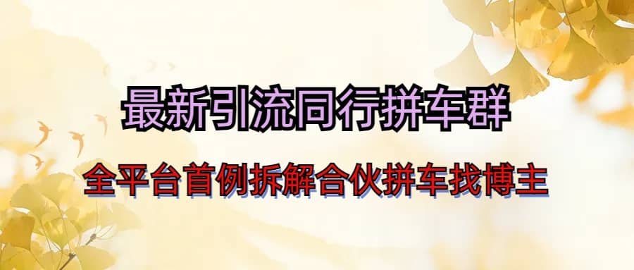 最新引流同行拼车群合伙拼车找博主日引百人新玩法-搜易资源网