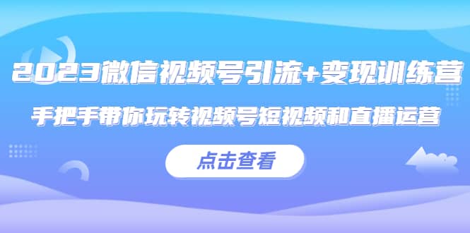 2023微信视频号引流+变现训练营：手把手带你玩转视频号短视频和直播运营-搜易资源网