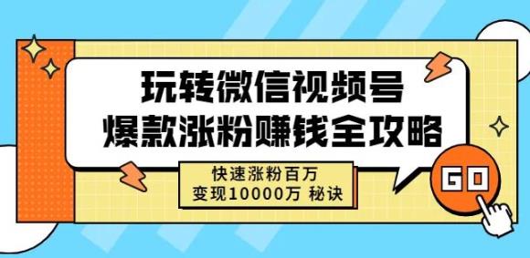 玩转微信视频号爆款涨粉赚钱全攻略，快速涨粉百万变现万元秘诀-搜易资源网
