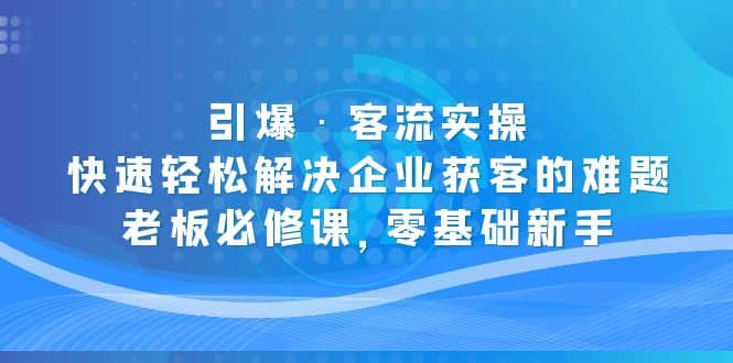 引爆·客流实操：快速轻松解决企业获客的难题，老板必修课，零基础新手-搜易资源网