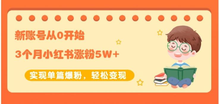 新账号从0开始3个月小红书涨粉5W+实现单篇爆粉，轻松变现（干货）-搜易资源网