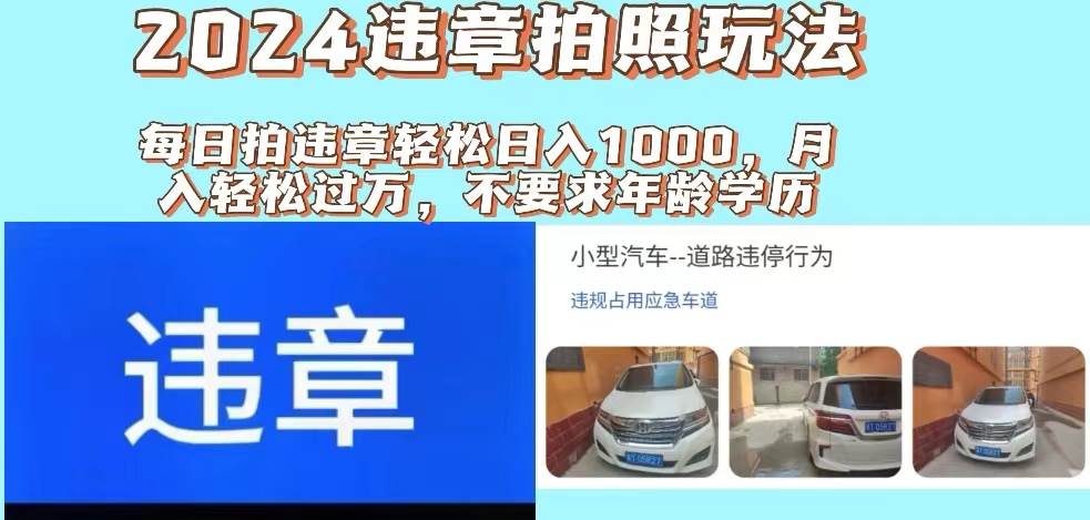 2024违章拍照新玩法，推广躺赚+拍照赚钱双模式，日入1000+-搜易资源网