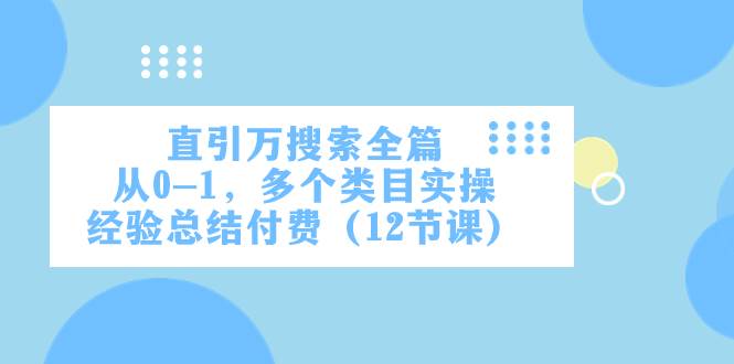 直引万·搜索全篇，从0-1，多个类目实操经验总结付费（12节课）-搜易资源网