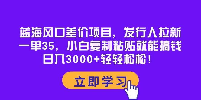 蓝海风口差价项目，发行人拉新，一单35，小白复制粘贴就能搞钱！日入3000+轻轻松松-搜易资源网